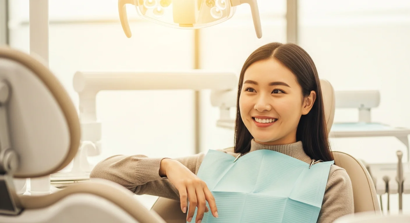 Patient sitting comfortably during a routine dental checkup